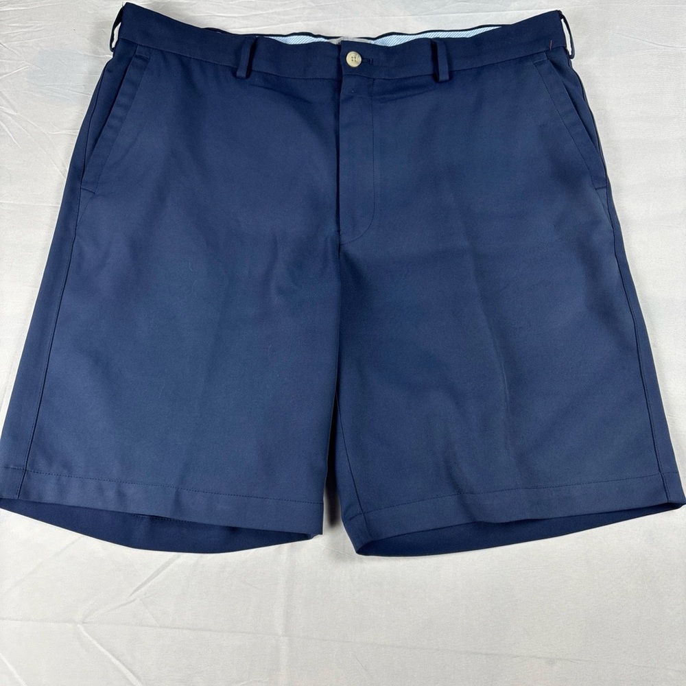 Peter Millar Navy Flat-Front Performance Chino Shorts 36